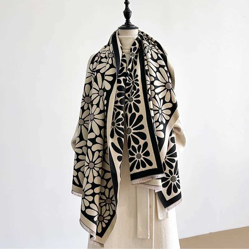 Wens Luxury Faux Cashmere Scarf Thick Warm Winter ral Print Soft Shl for Travel And Daily Use Y250918