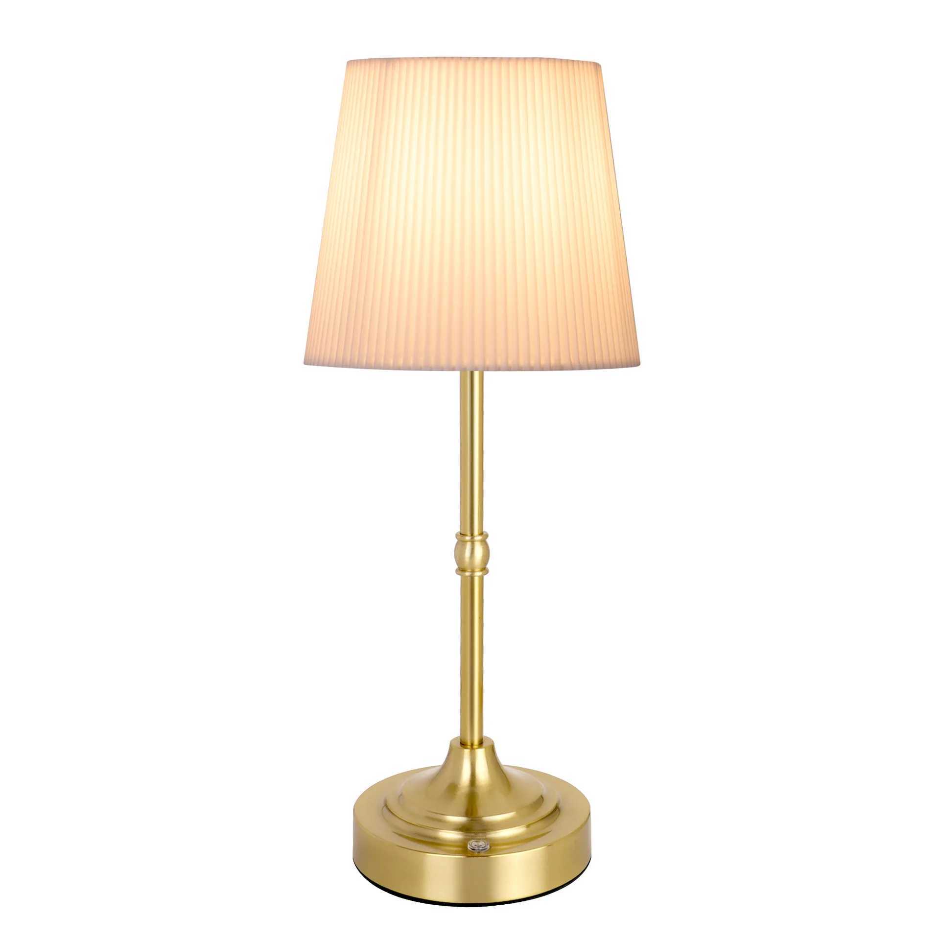 LED Gold Table Lamp Modern Night Light with Fabric Shade Bedroom Bedside Lighting for Reading Living Room Office Desk Light C250918