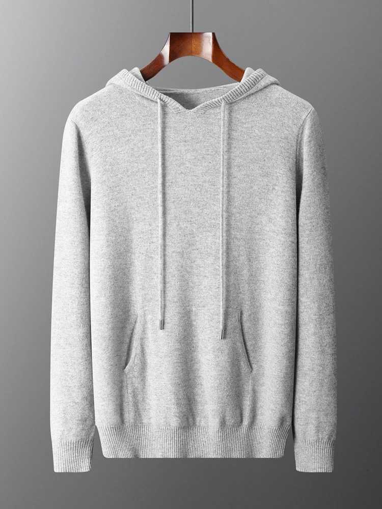 ANGEL Mens 100 Wool Hooded Sweater Thick Casual Pullover Autumn Winter Cashmere Knitwear Soft Warm Jumper Korean Hoodie TopZ250918
