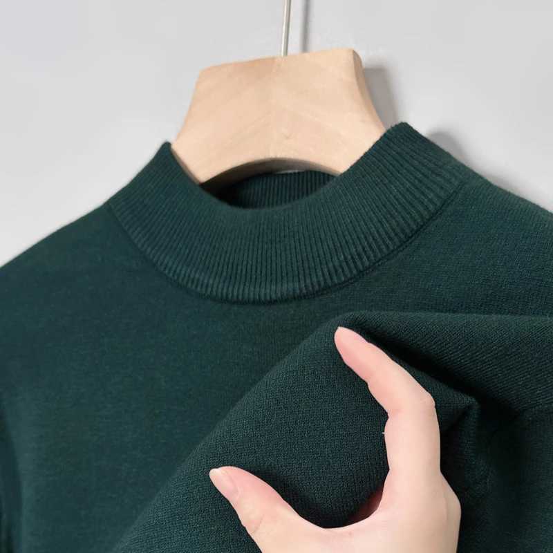 High Quality Mens Semi High Neck Knitwear Autumn Winter New Thickened Skin Friendly Pullover Sweater Casual Commute MenswearZ250918