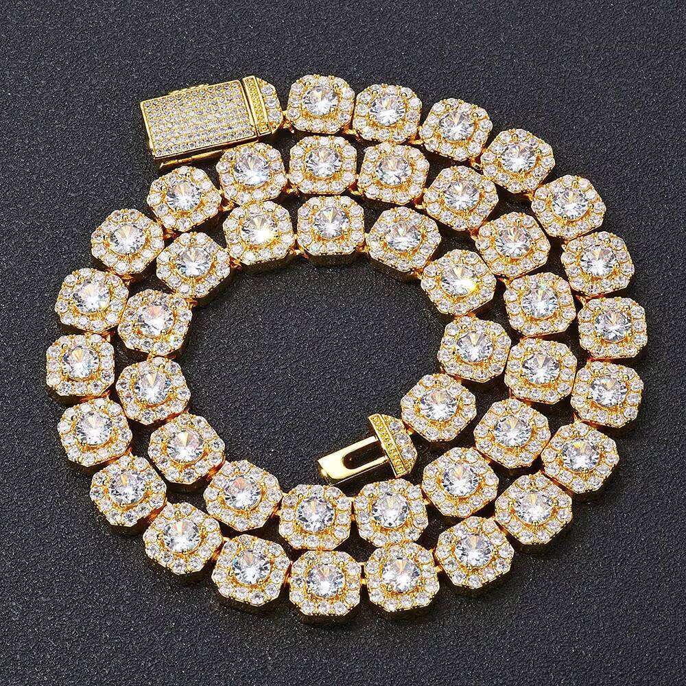 Hip-Hop Moissanite High-End Iced Zircon Tennis Cuban Chain Anti-Tarnish Fashion Jewelry Necklace for Men