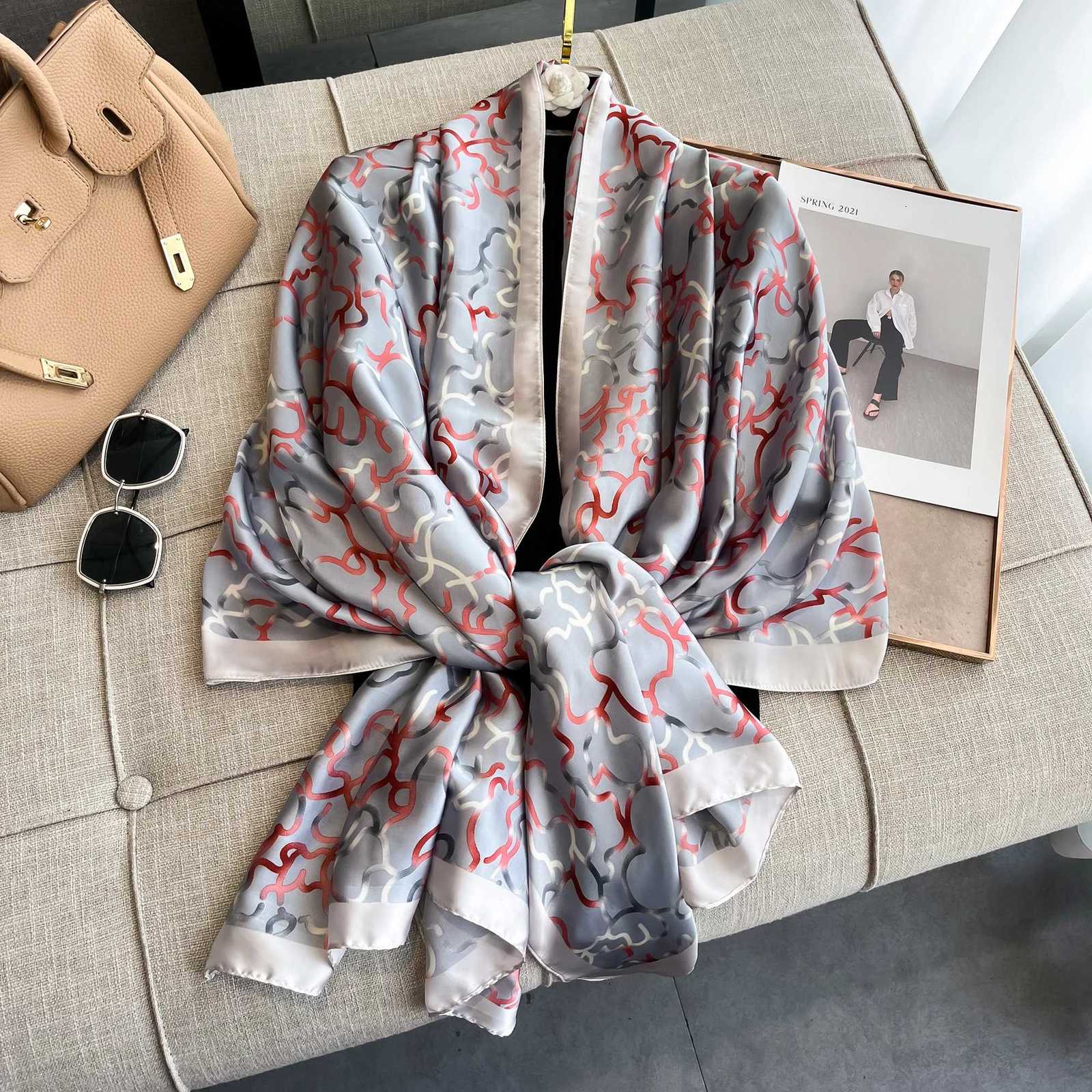 Spring Scarf Wens Luxury Design Scarf Silk Smooth Scarf Soft Muslim band Shl Beach18090cm Y250918