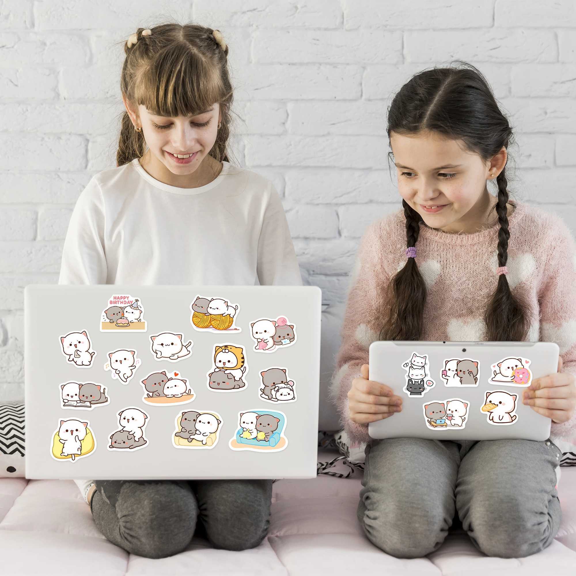 50Pcs Cute Couple Cat Stickers Cartoon Kawaii DIY Gift Decal Doodles for Scrapbook Skateboard Luggage Phone Waterproof Stickers C250918