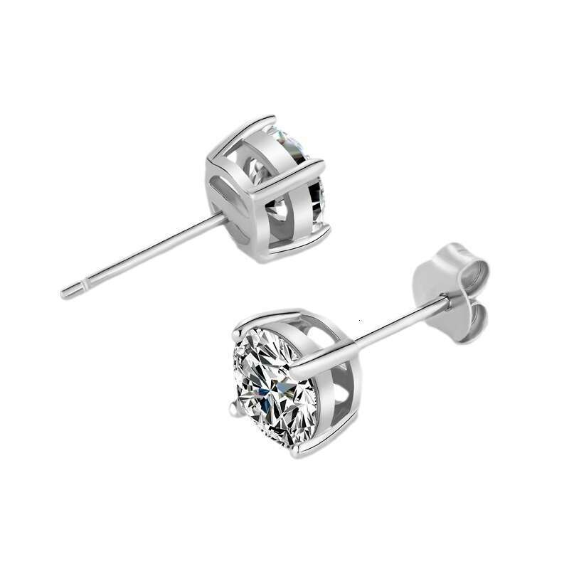 Moissanite Classic Four-Prong Earrings S Jewelry TikTok 1ct Pure Sier High-End Mini Women