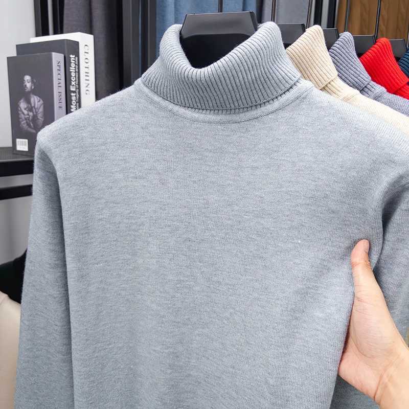 Woolen Sweater Mens Long Sleeved Knitted Base Pullover Sweater High Neck Sweater Business OutfitZ250918