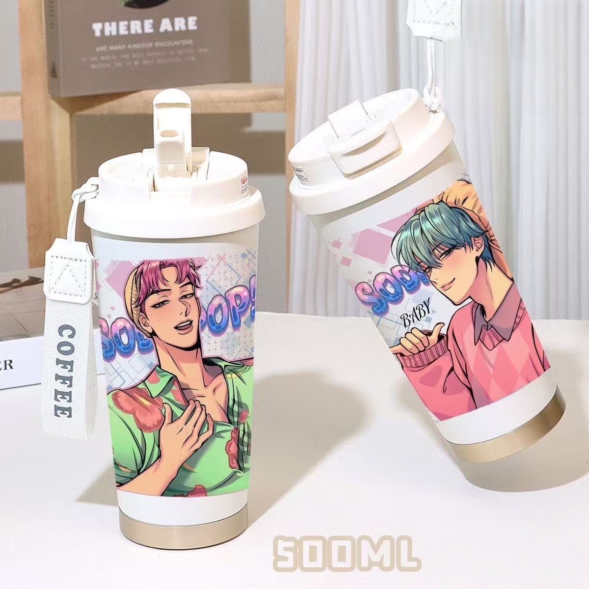 Kpop Demon Hunters Mysterious Baby SajaBoys Zoey Mira Double Drink Thermos Cup Coffee Cup witch hunting