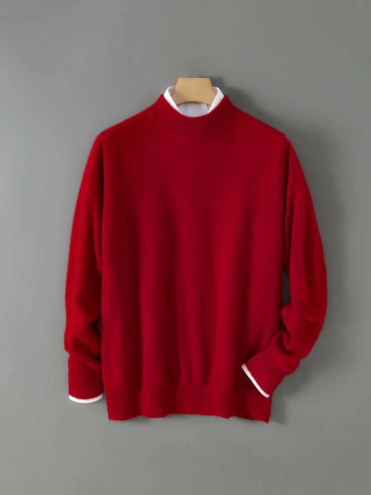 Smart Casual Clothes Autumn Winter Mens Sweater Pullover 100 Merino Wool Sweater Versatile Knit Half High Collar Soft FormalZ250918