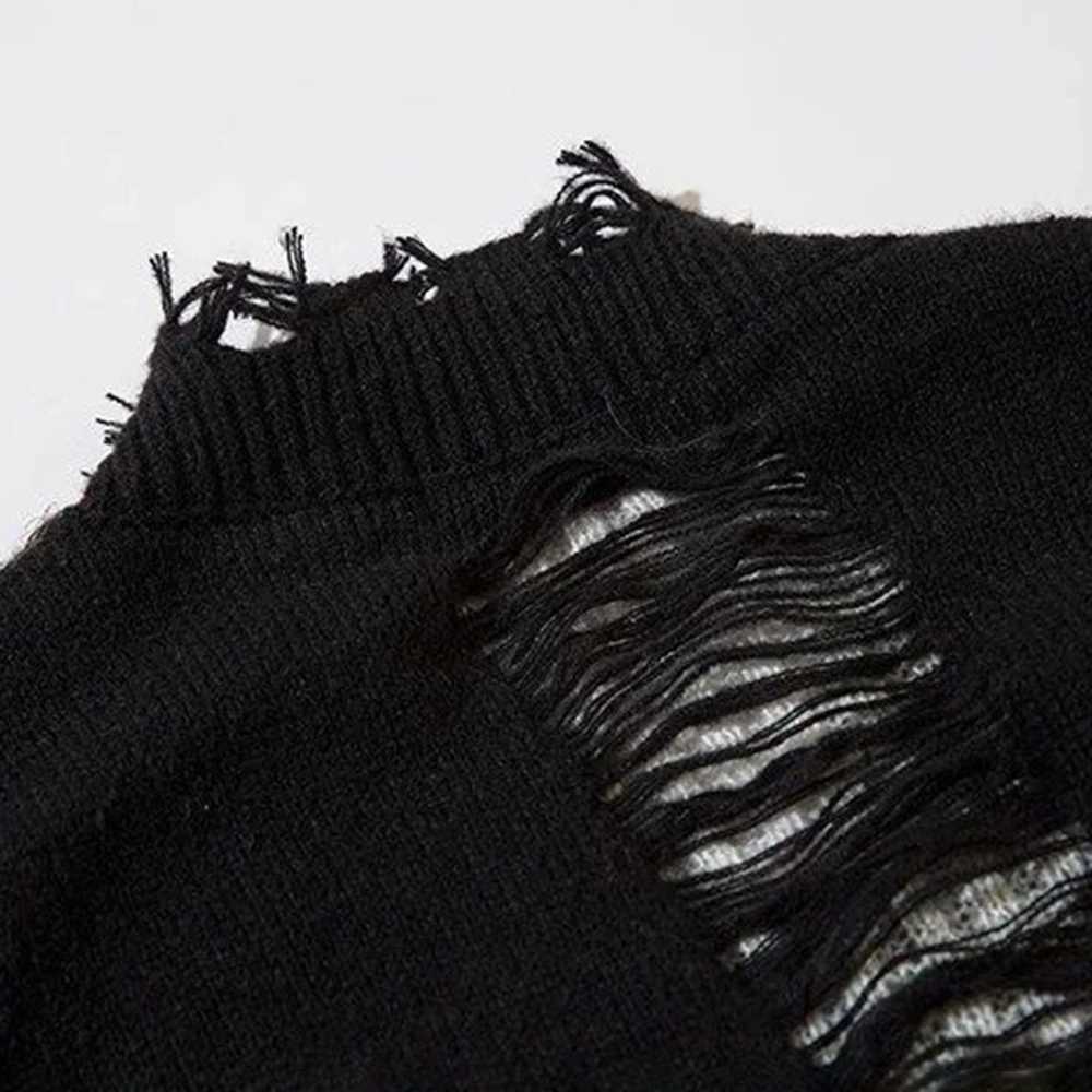 Mens Autumn Winter Ripped Sexy Cardigan Knitted Sweater Essential Hollow American High Street Loose Knitted Jacket For CouplesZ250918