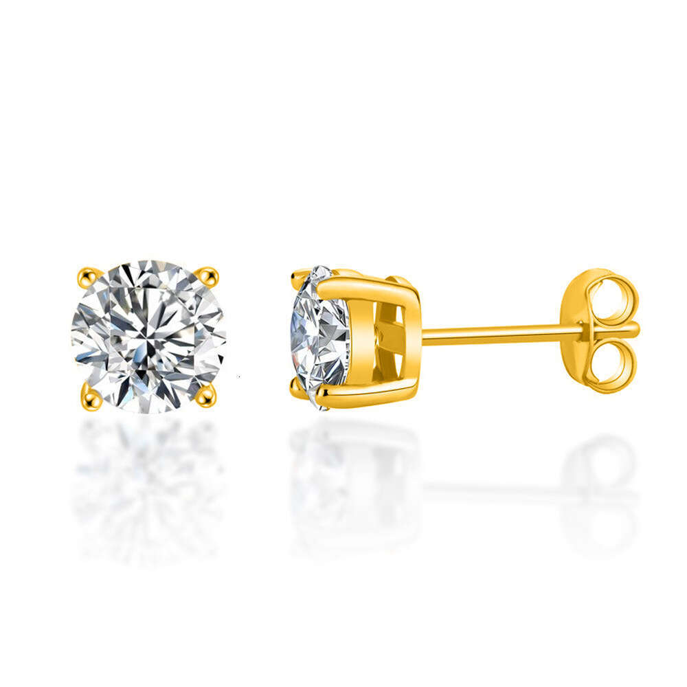 Moissanite Classic Four-Prong Earrings S Jewelry TikTok 1ct Pure Sier High-End Mini Women