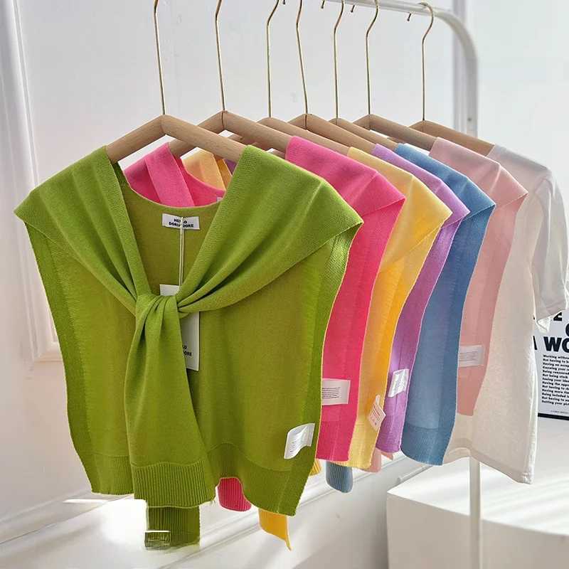 Korean Sle Pure Color Knitted Small l Wens Summer Air Conditio Ro MtiFunctional Ne Protection oder Y250918