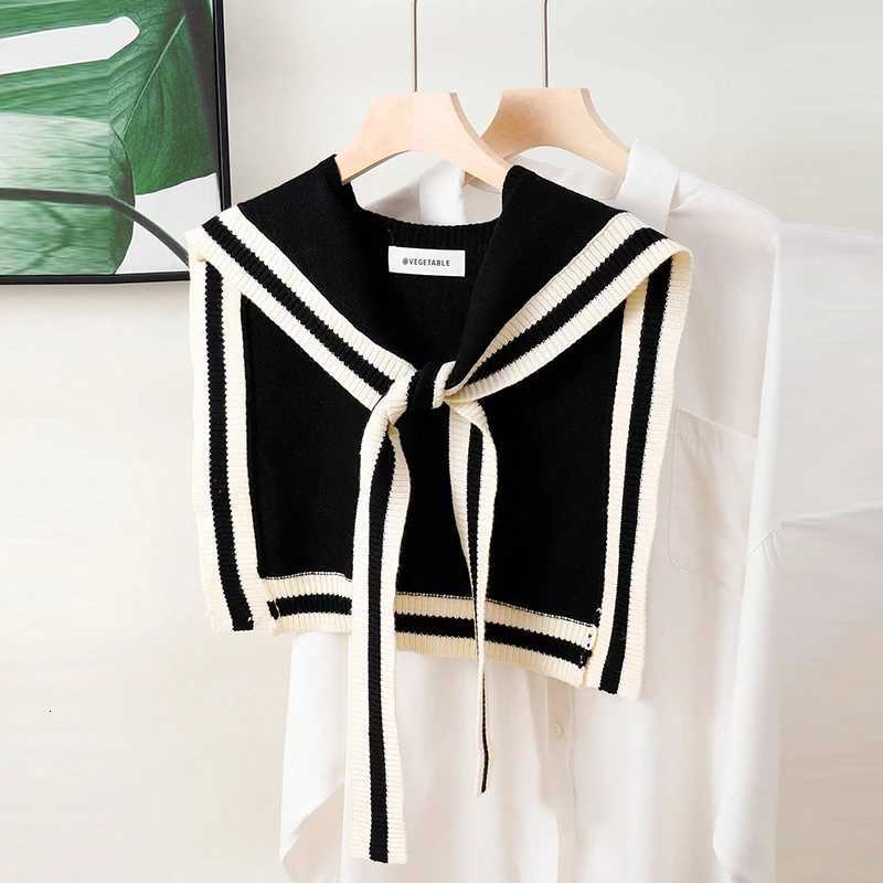 A Handmade Spring Fall Polter Knitted Knotted Shl with Contra Stripes and Preppy Style Wens Fashion Shl Y250918