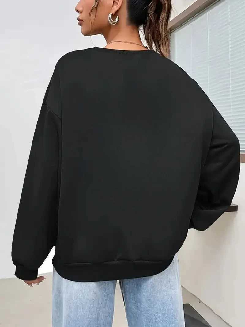 Tend Black Womens Cotton Hoodies Casual Autumn Winter Fleece Loose Sweatshirt Oversize Pullover ONeck Tops Hoody Couple UnisexZ250918