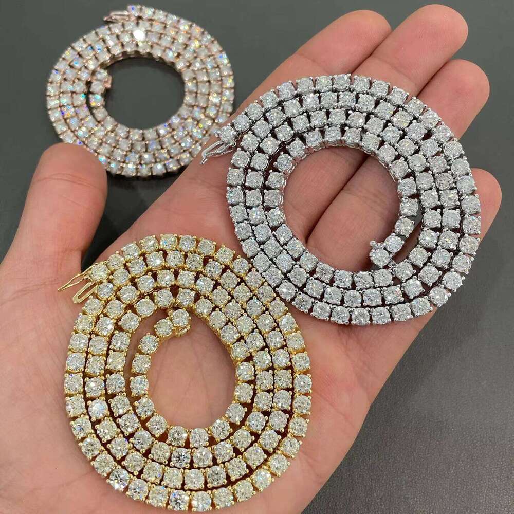 Sterling Sier VVS 3mm 4mm 5mm Silicon Stone Chain Iced Tennis Bracelet Hip Hop Jewelry