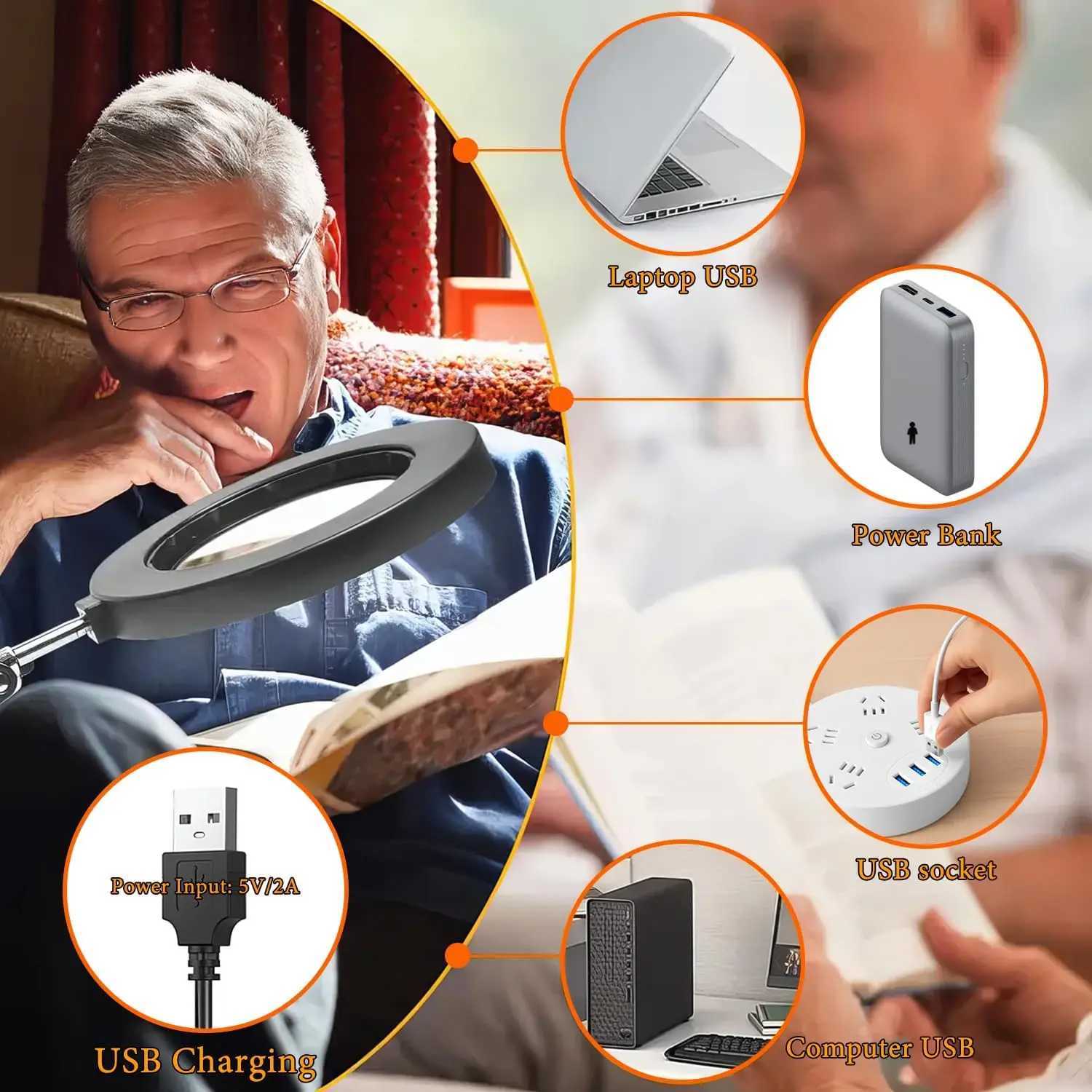 Foldable Portable Magnifying Glass Lamp Eye Protection Reading Learning Table Lamp Repair Makeup Beauty Nail Art Work Lamp C250918