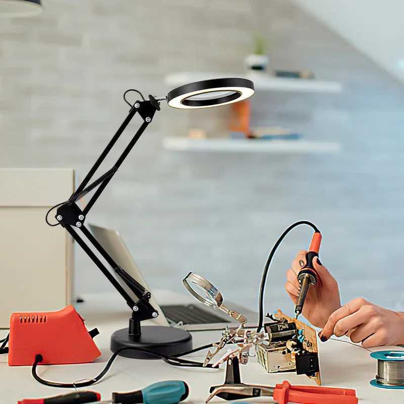 Foldable Portable Magnifying Glass Lamp Eye Protection Reading Learning Table Lamp Repair Makeup Beauty Nail Art Work Lamp C250918