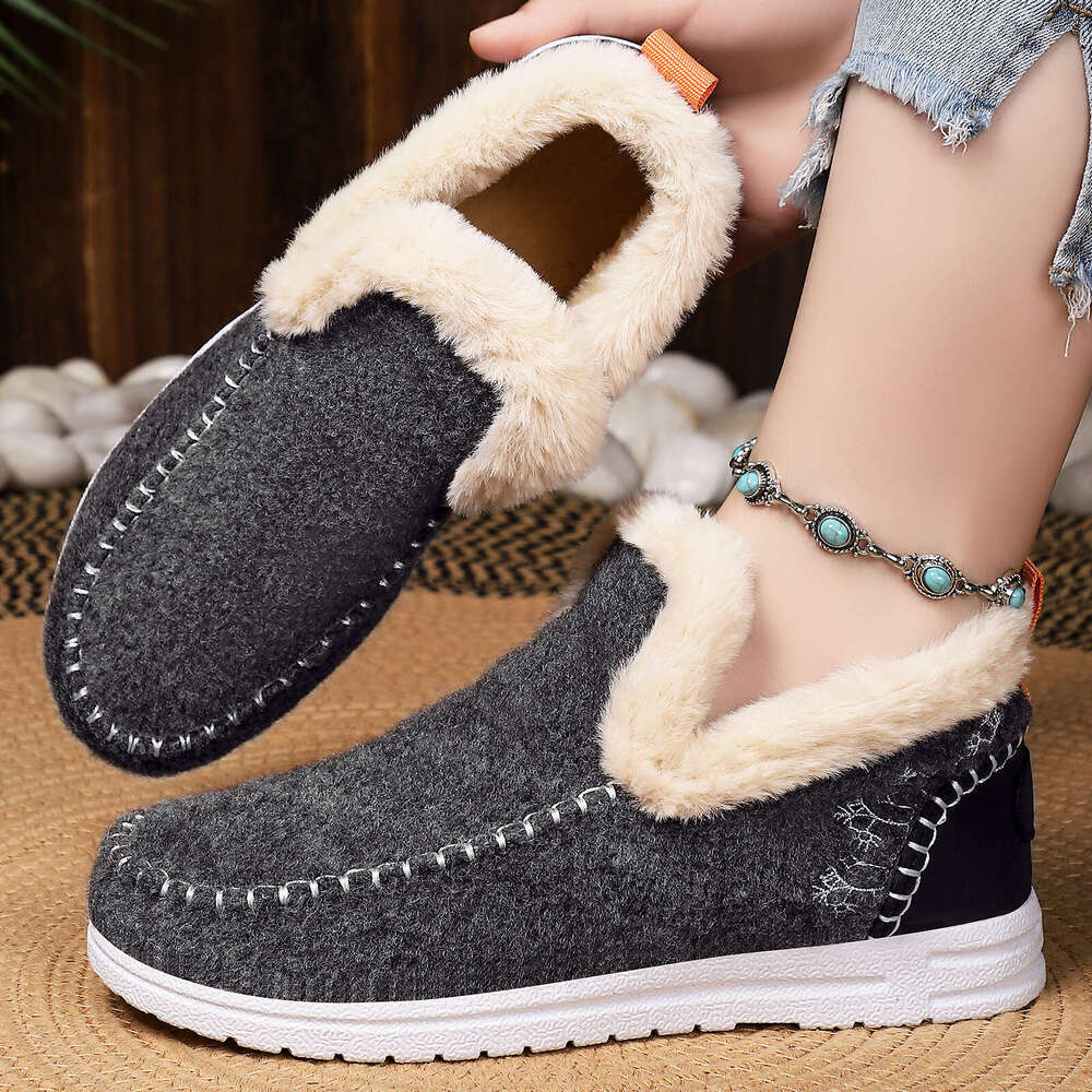 Winter with Fleece Lining, Thickened Cotton Shoes for Women, Cold-Proof Free shipping new and Warm Snow Boots, Slip-On Fashion Short Boots