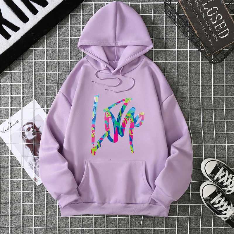 2025 American Style LooseFit Plus Size Hoodie Situational Holiday Laser Letter Love Printing Sweatshirts For Autumn And WinterZ250918