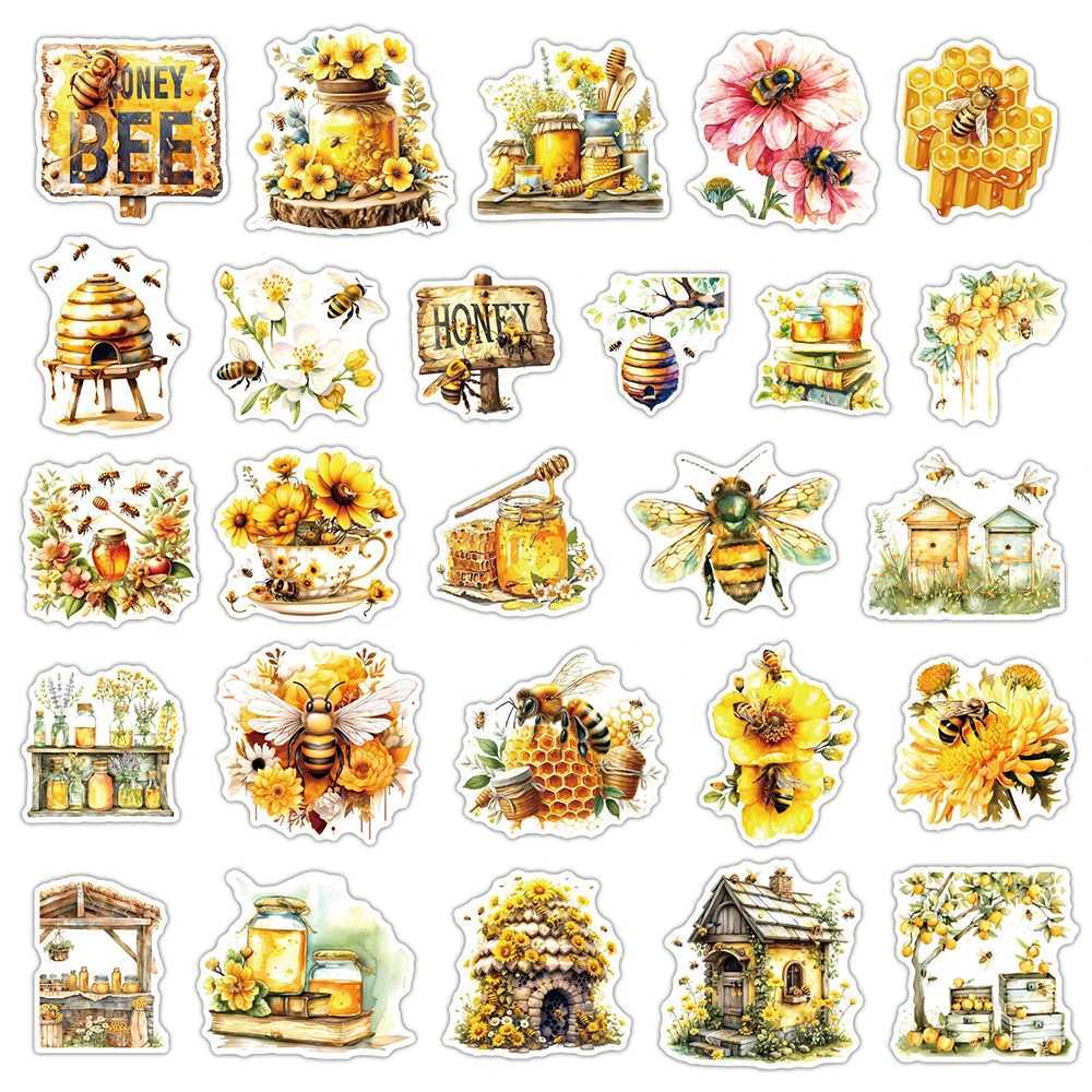 103050PCS Cute Bee cartoon Stickers pot Decals Waterproof DIY Suitcase Stationery KAWaii Graffiti Sticker Gifts C250918