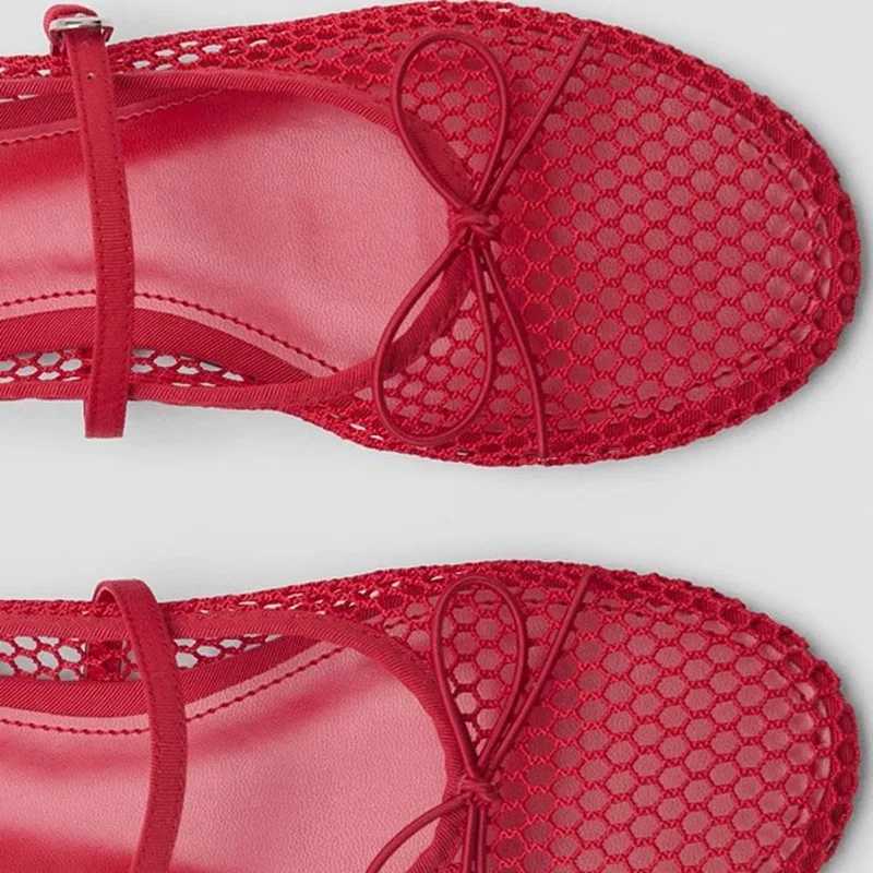 Mesh Summer Ballet Flats Shoes Women Buckle Strap Breathable 2025 New Flats Shoes Ladies Black Mary Janes Footwear Loafers W250918