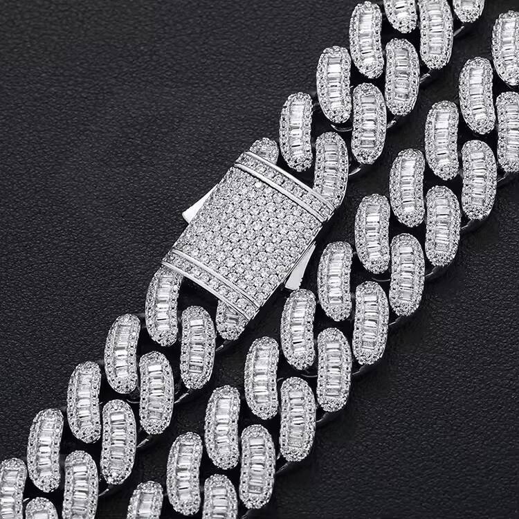 Luxury 16mm Brass 5A Moissanite Diamond Heavy Iced Out Miami Cuban Link Chain Hip Hop Jewelry Gift for Mens Wedding
