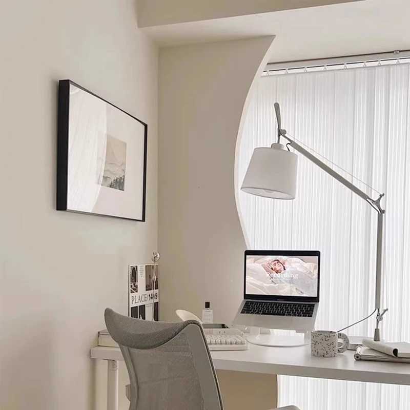 White Lampshade Table Lamp E27 Bulb Silver Metal EU AU US Plug Desk Light For Bedroom Foyer Reading Study C250918