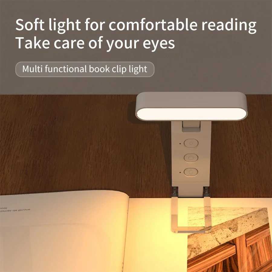 Portable LED Book Lights Eye Protection Night Light USB Rechargeable 5 Colors Reading Lamp Dimmable Timer Travel Bedroom C2509181