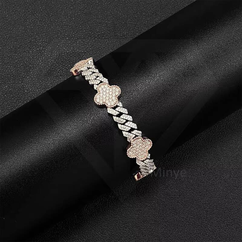 In Stock Hip Hop Jewelry Cuban Link Bracelet 925 Sterling Silver Moissanite Cuban Link Bracelet With GRA Certificate