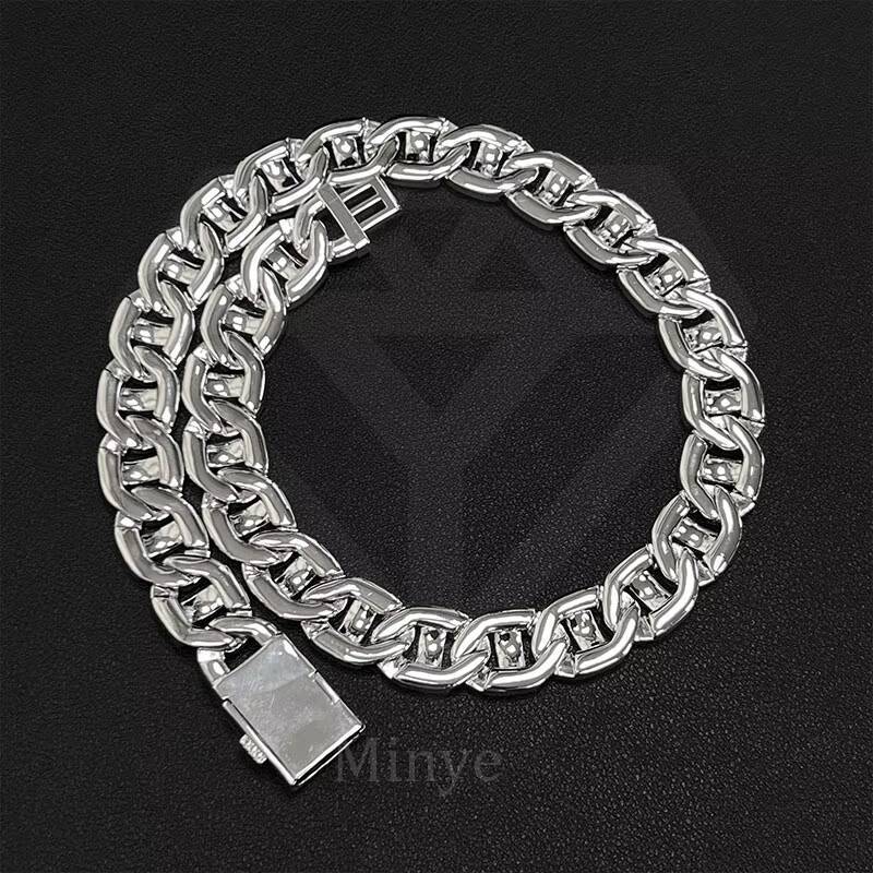 Mens Hip Hop Gold S925 Silver Cuban Link Chain Necklace VVS Iced Out Moissanite Diamond Jewelry