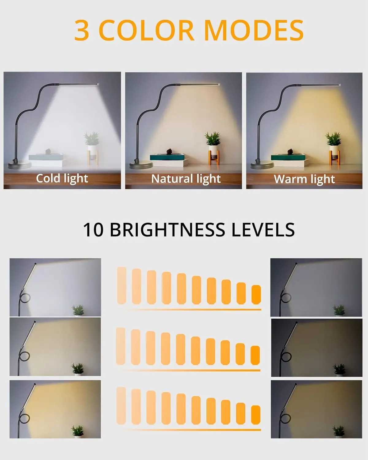 A LOOPITYS LED Desk Lamp Swing Arm Architect Task Lamp with Long Flexible Gooseneck 3 Color Modes and USB Adapter C250918