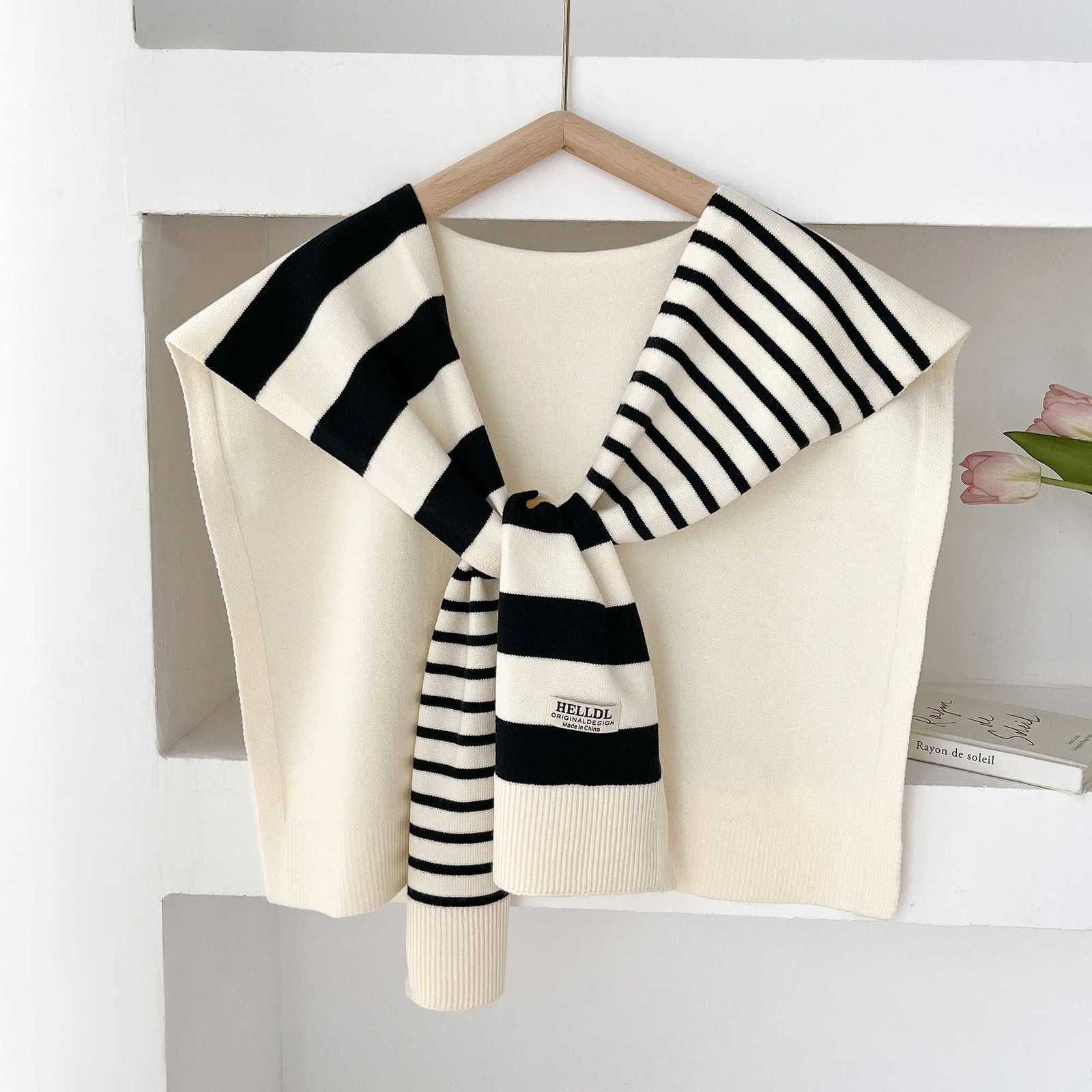 Wens Scarf Latest Design Knitted Preppy Striped Intersect Shl HighGrade Summer Off AirConditio Ro Scarf 2025 Y250918