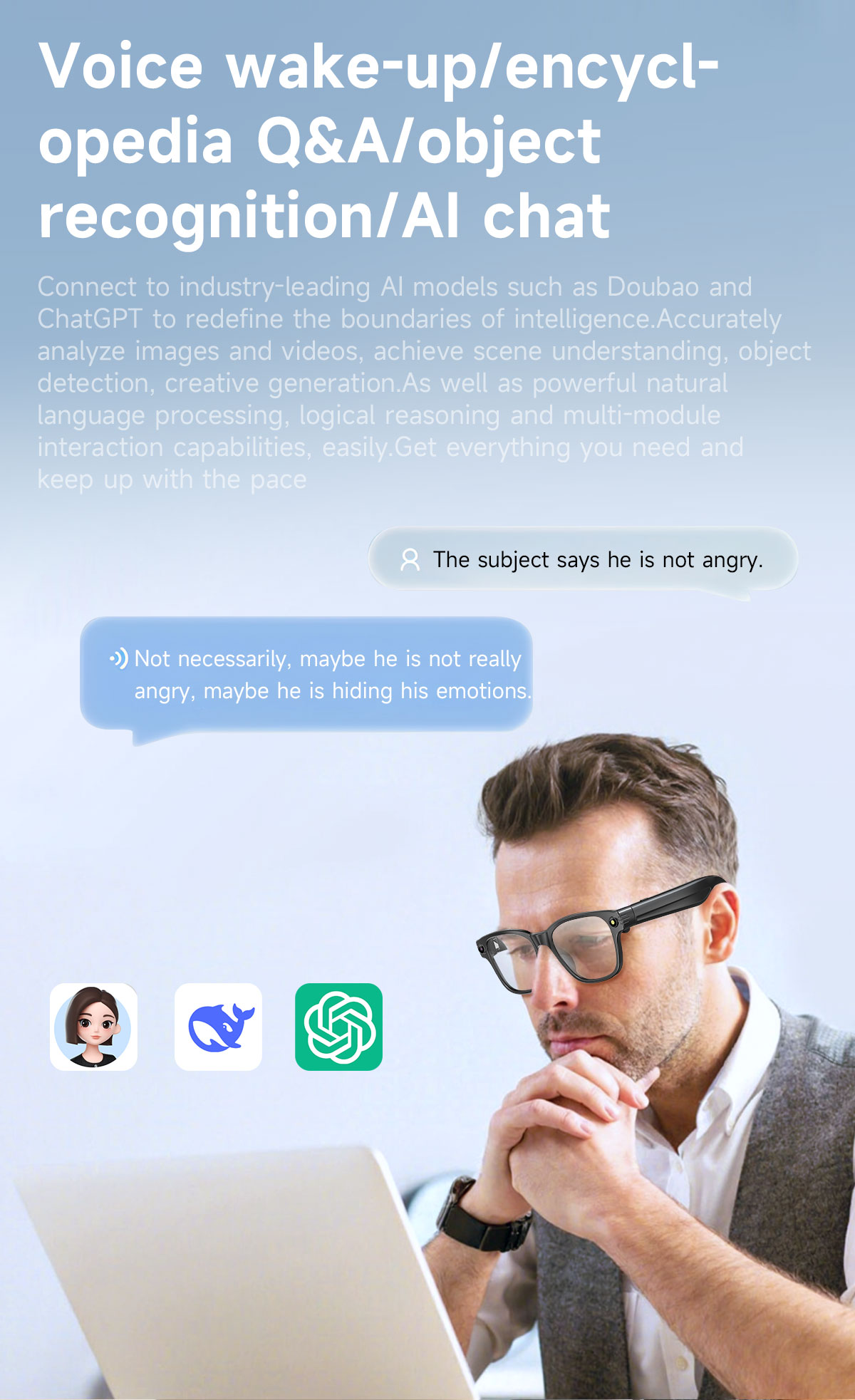 Smart Camera Glasses for Photos Audio Videos | 8MP HD Recording, 7H Battery, Lightweight AI Glasses for Men and Women 4G Memory Card-Anti-Blue Lights 