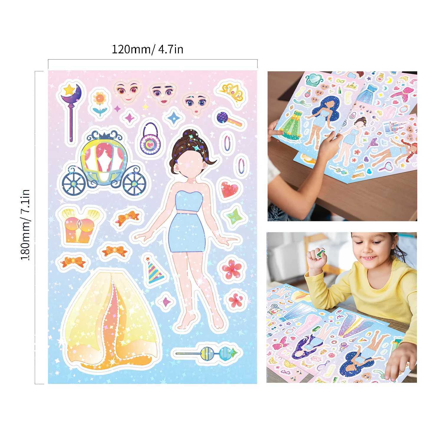 8PCSSet DIY Stickers Puzzle Face Changing Stickers Animal Assemble Game Montessori Cognition Educational Toys For Children Kids C250918
