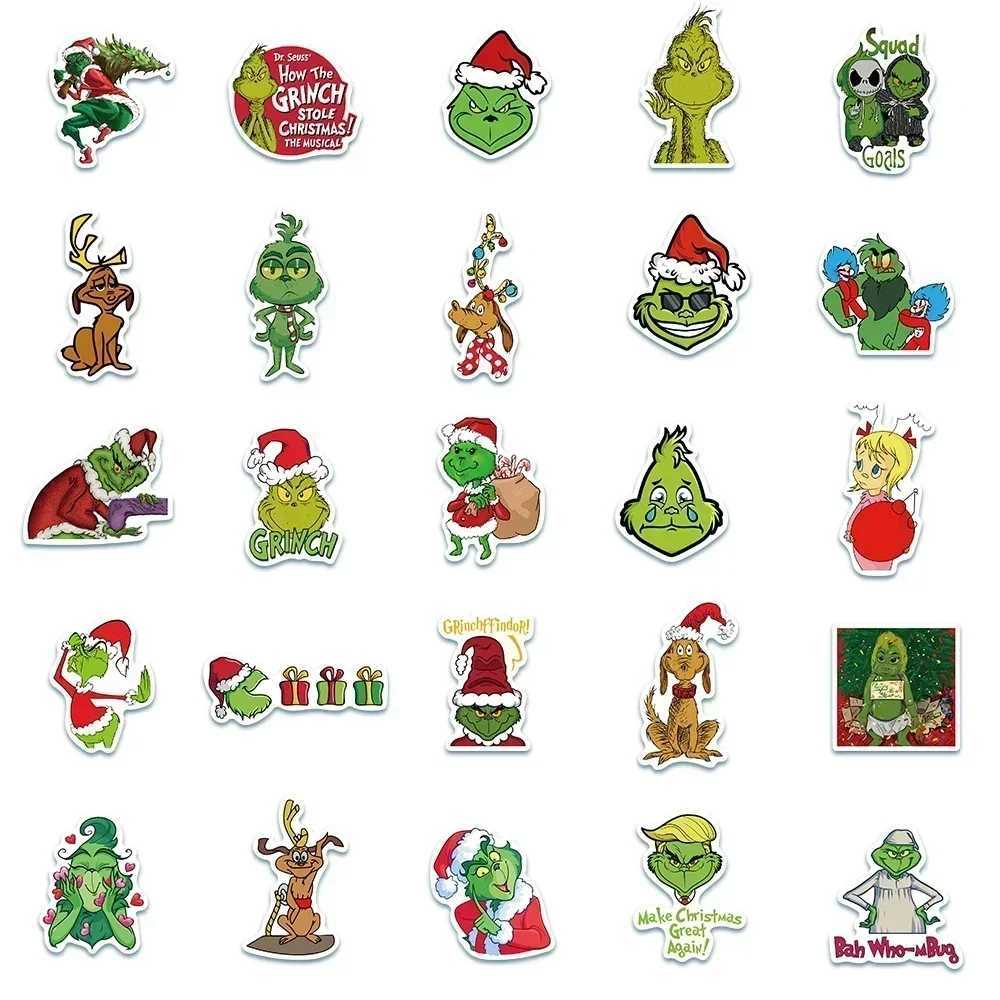 50pcs Cute Green People Stickers Christmas Max Graffiti Decal Toy Scrapbook Diary Phone Laptop Guitar Waterproof Stickers C250918