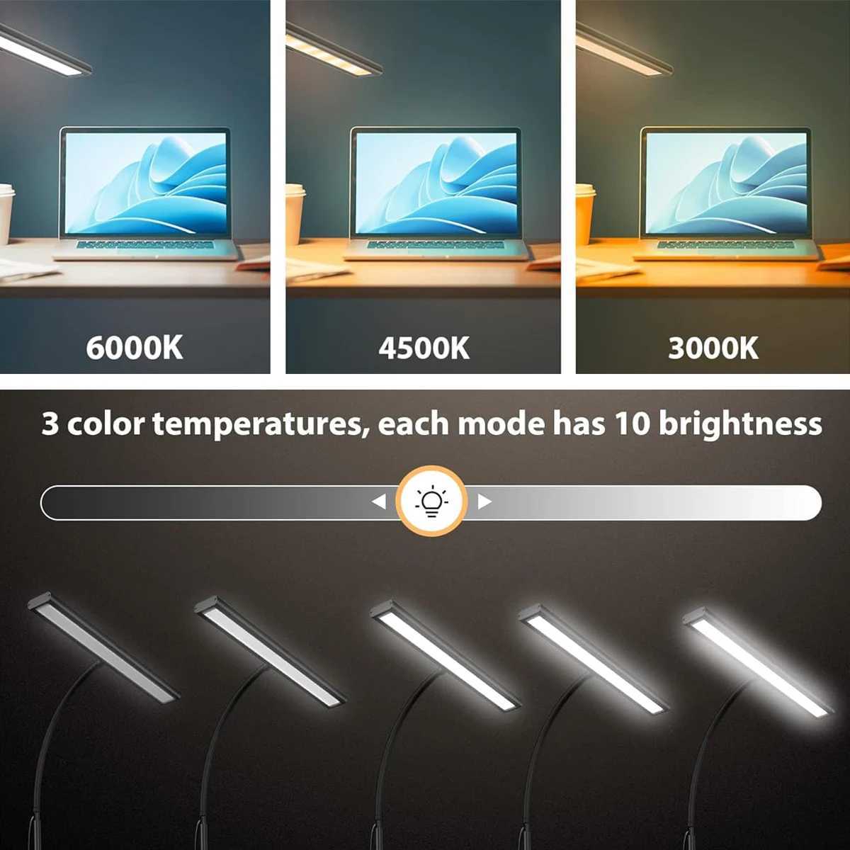 LED Desk Lamp for Office Home EyeCaring Desk Light Lamp with Stepless Dimming Adjustable Flexible Gooseneck Adjustable Light C250918