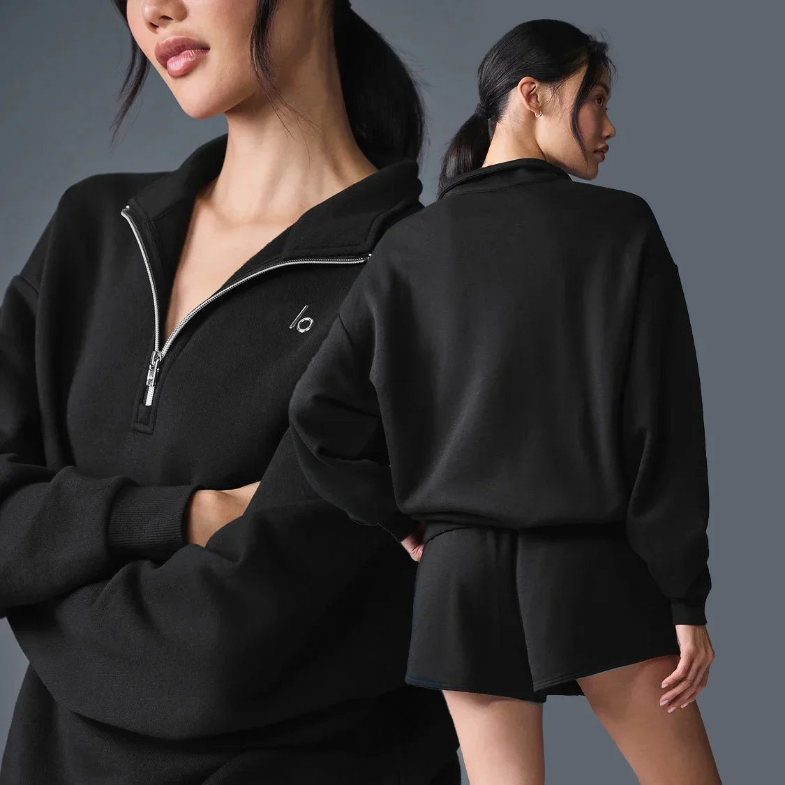 Yoga Hoodies Sports Hoodies Stand Up Collar Sweatshirts Quarter Zip Pullover Outfits Unisex Sweatshirts 3D Silver on Chest Loose Long Sleeve Sweatwear