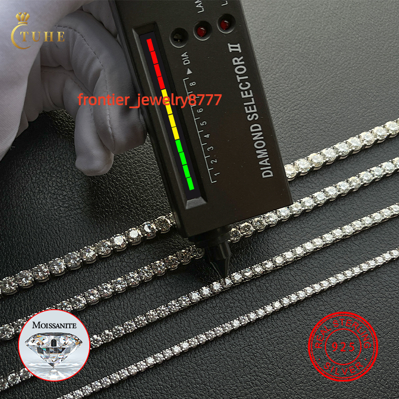 2025 Dropshiiping Hip Hop Jewelry Iced Out Women 5mm Pure Silver 925 Lab Grown Real Diamond Moissanite Tennis Chain Necklace