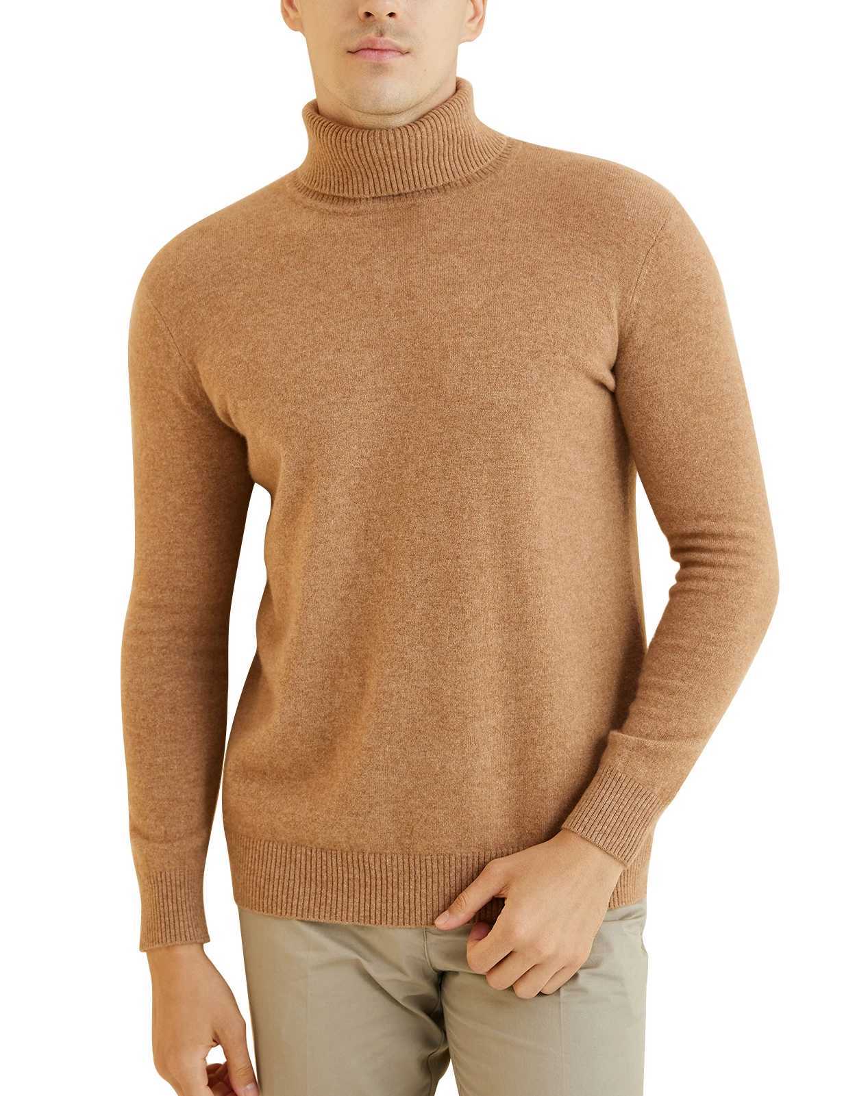 Knit Sweater for Men 100 Merino Wool Turtleneck Wool Sweater Fall Winter Warm Long Sleeve Pullover Male Korean Luxury ClothingZ250918