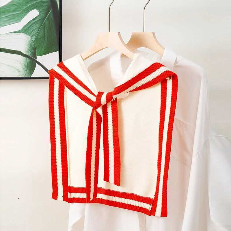 A Handmade Spring Fall Polter Knitted Knotted Shl with Contra Stripes and Preppy Style Wens Fashion Shl Y250918