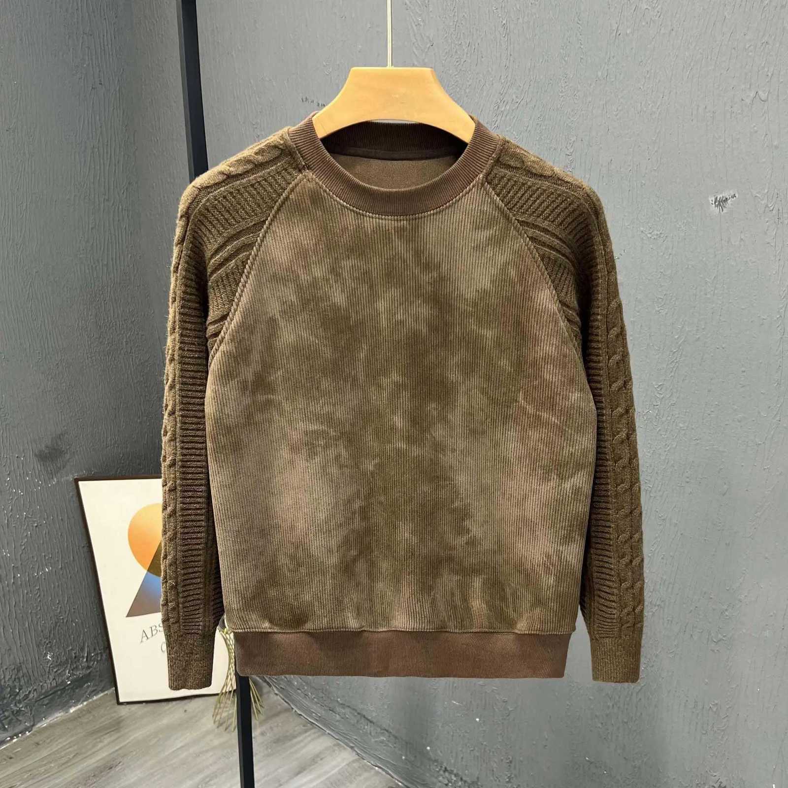 Handsome and Versatile Mens Longsleeved Sweater Design Round Neck Trendy TopZ250918