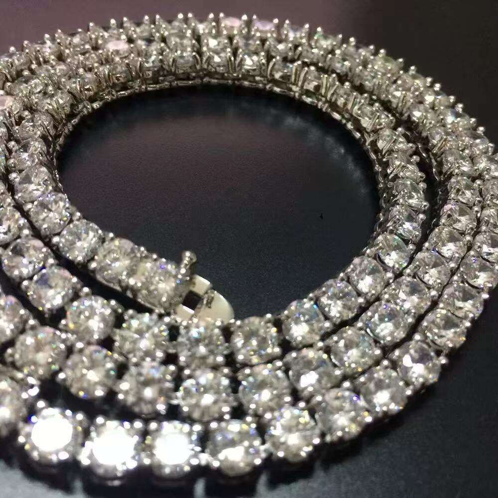 100% pass the testVVS Silicon Stone Chain Iced Out 2MM 3MM 4MM Sier Tennis Necklace Fine Jewelry
