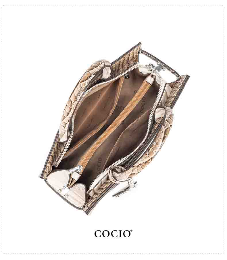COCIO hot Free delivery designer tote bag Crocodile texture handbag white minimalist women bag