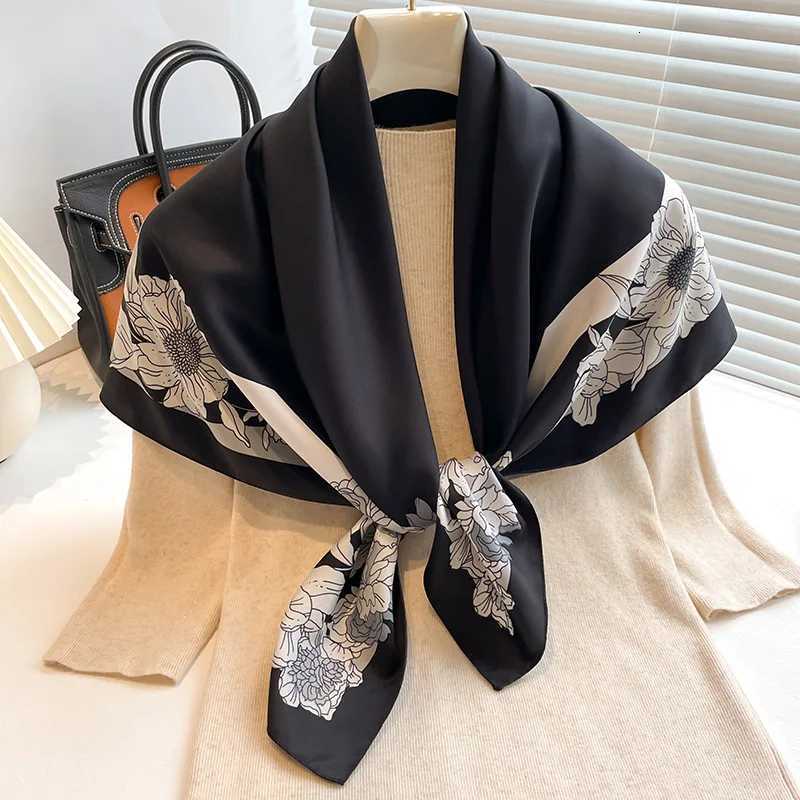 9090cm Square Silk Scarf Wen Fashion Print Neck Hair Hand Kerchief Bandana Shl Neckerchief Haiand Ribbon Foard band Y250918