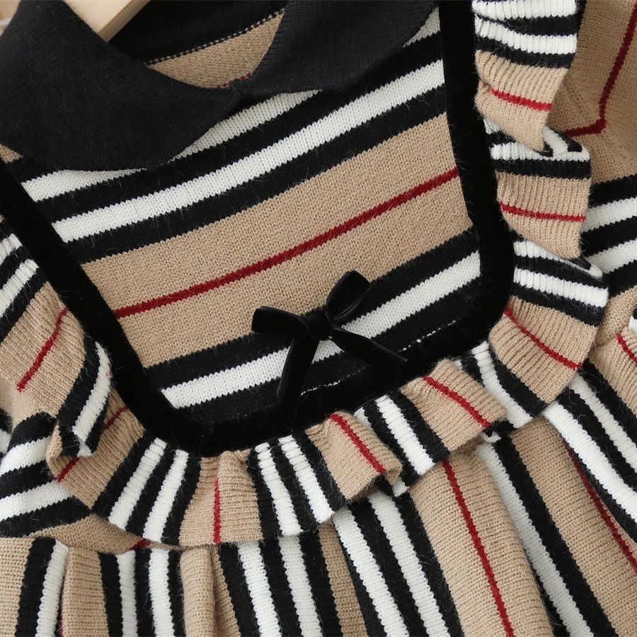 Luxury Chic Little Girl's Stripe-Inspired Cardigan Outfit with Cute Drape Front
