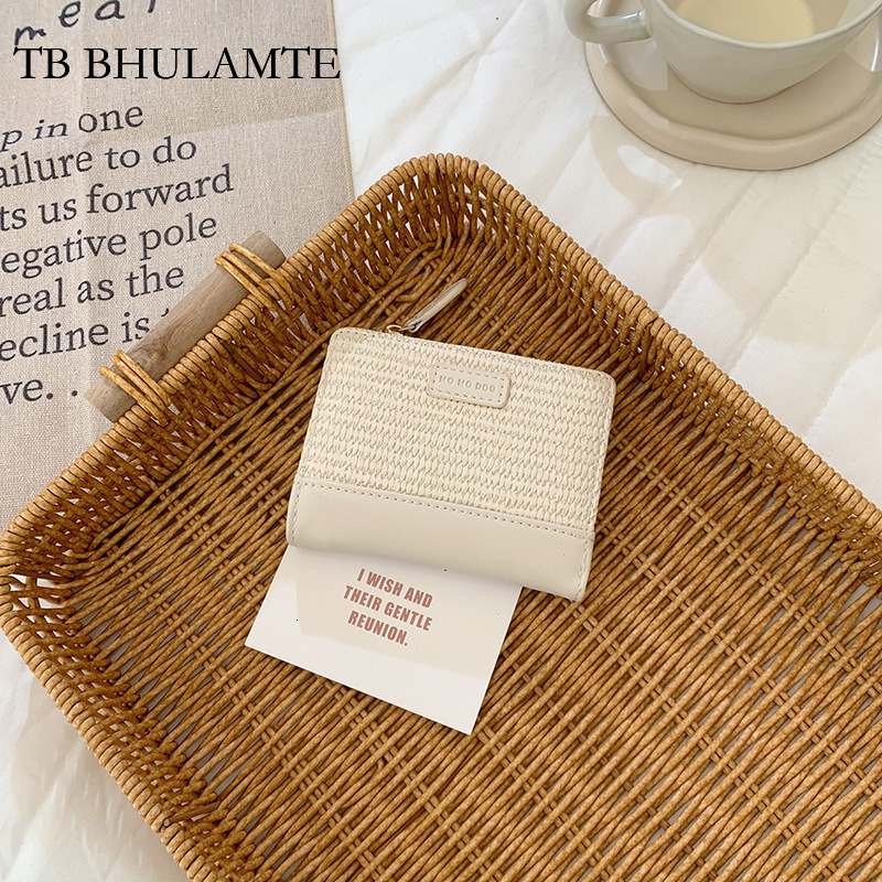 TB BHULAMTE Free Shipping Women's Splicing Wallet Luxury Simple Short Designer Handbag New Versatile Folding Card Bag Zipper Coin Bag