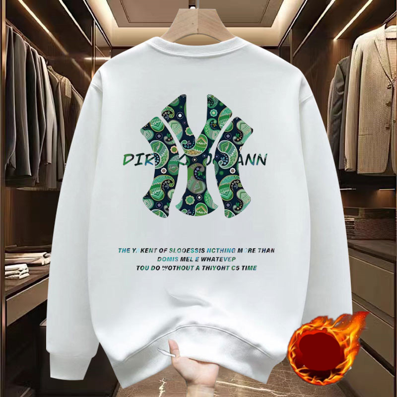 Free Shipping Trendy brand new casual mens autumn and winter fleece hoodie trendy round neck versatile printed womens top