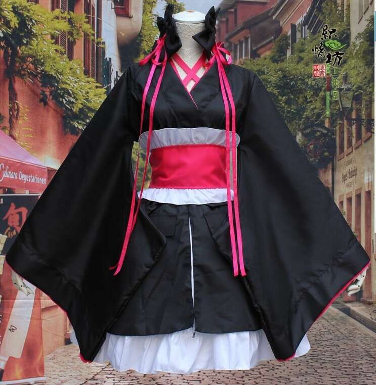 Anime Skillful Girl Will Not Get Hurt Night Cosplay Costume Flutter Sleeve Japanese Kimono