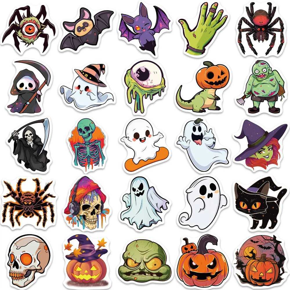 New Hot 50pcs Cartoon Halloween Series Non Repetitive Graffiti Stickers DIY Laptop Luggage Phone Waterproof Decoration Kids Gift C250918