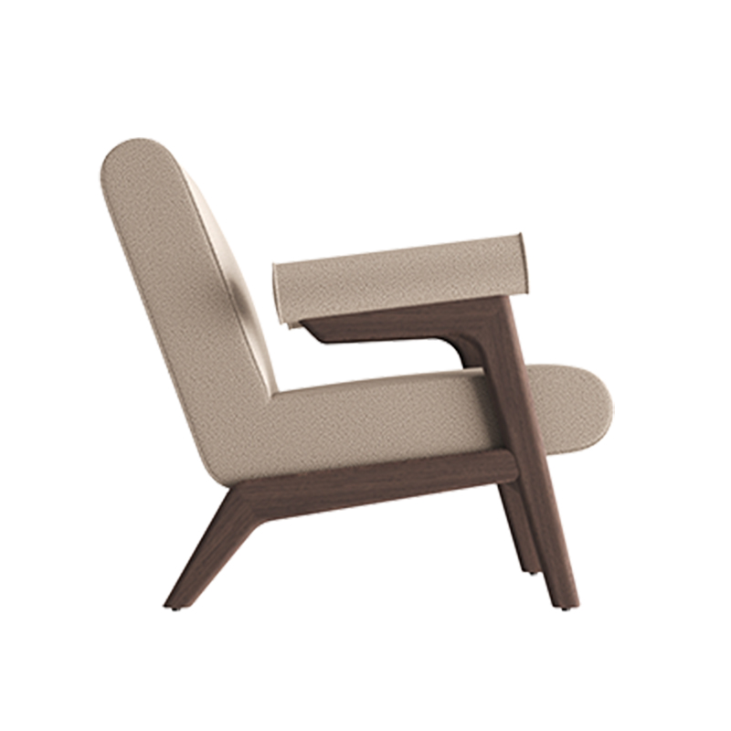 Living Room Furniture Elegant Antelope - themed Beige Upholstered Wooden Lounge Chair for Home Interiors