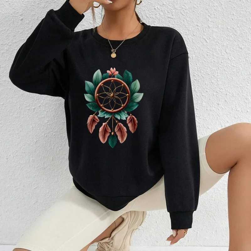 2025 Womens Sweatshirts Retro Print Casual O Neck Tops Outdoors Sports Jogging Pullover Street Long Sleeves Women ClothingZ250918