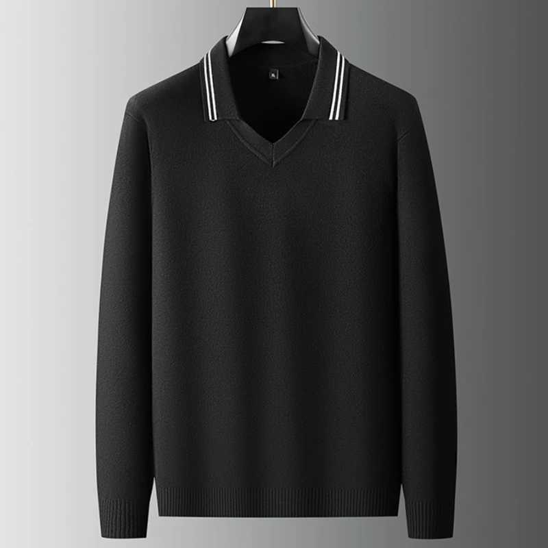 8XL 7XL 6XL Pull Homme 2025 New Fall Winter High End Luxury Thin Wool Sweater Men Soft Warm Mens Jumpers Zipper Lapel PulloversZ250918